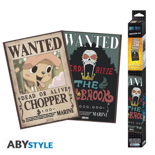 one-piece-set-2-chibi-posters-wanted-brook-chopper-52×35-x4