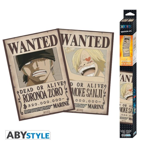 one-piece-set-2-chibi-posters-wanted-zoro-sanji-52×35-x4